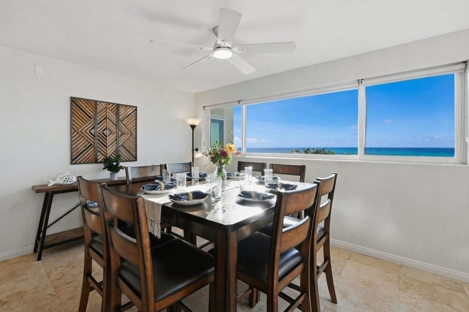Ocean-view dining area