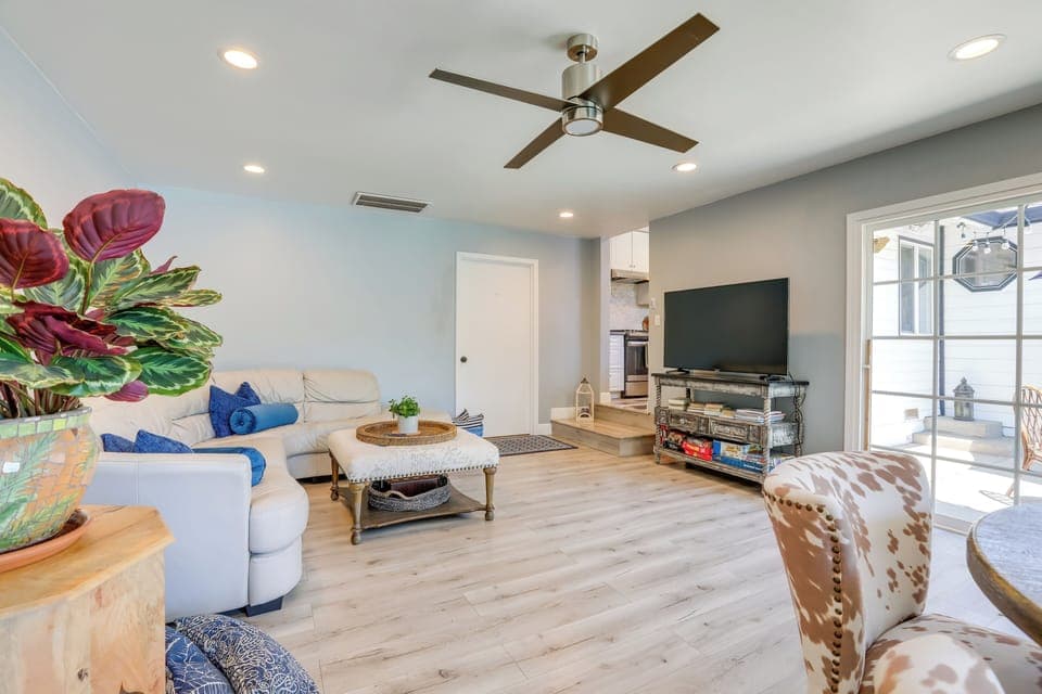 Living Room | Single Story | Free WiFi | Central Heat & A/C | Patio Access