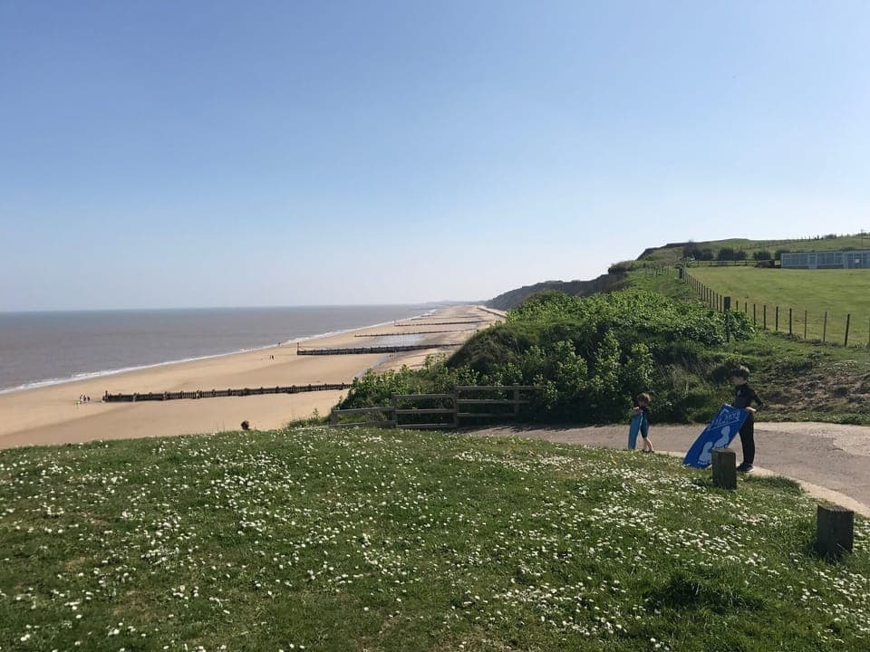 Our beautiful sandy blue flag each, a few yards from the house!