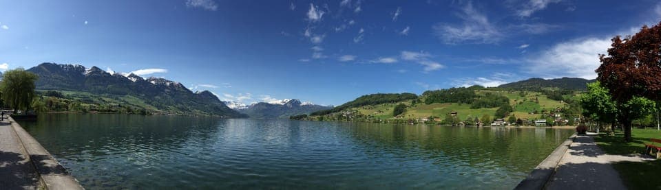 view down at the lake, 5 minute walk from the flat