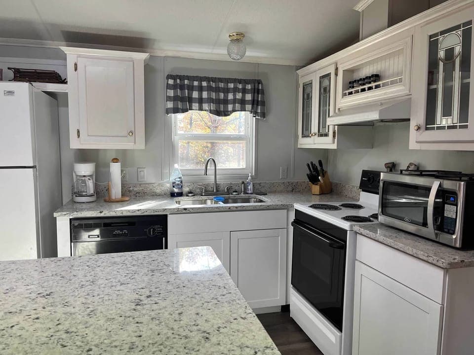 Kitchen with new granite counter tops