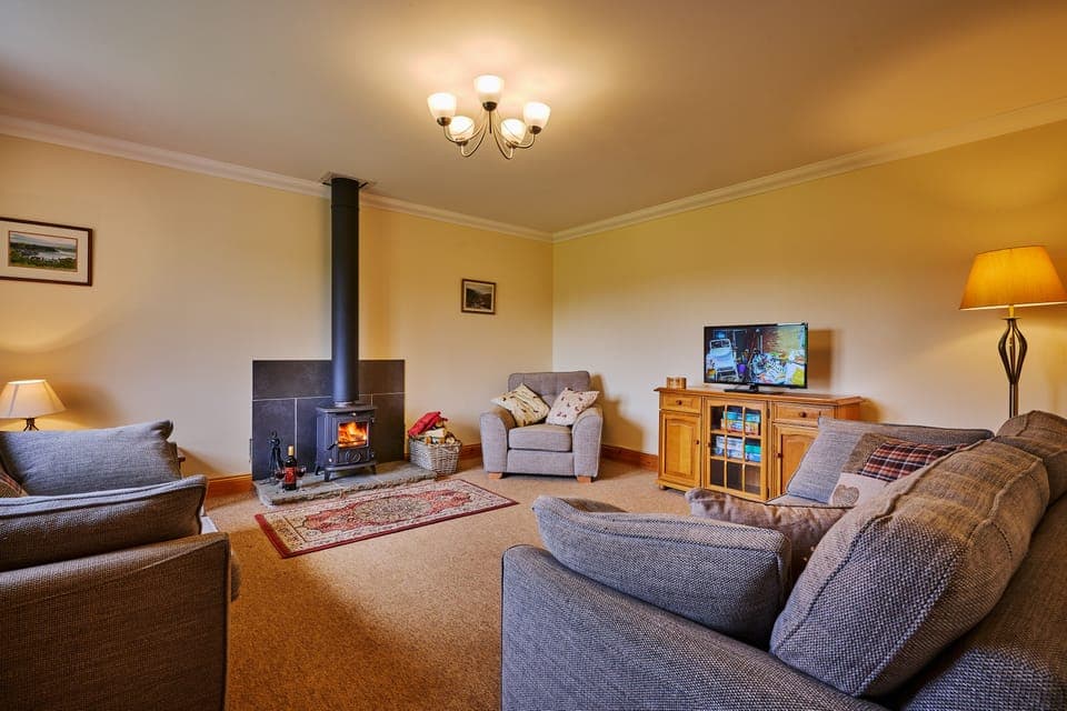 Cosy lounge with wood burning stove