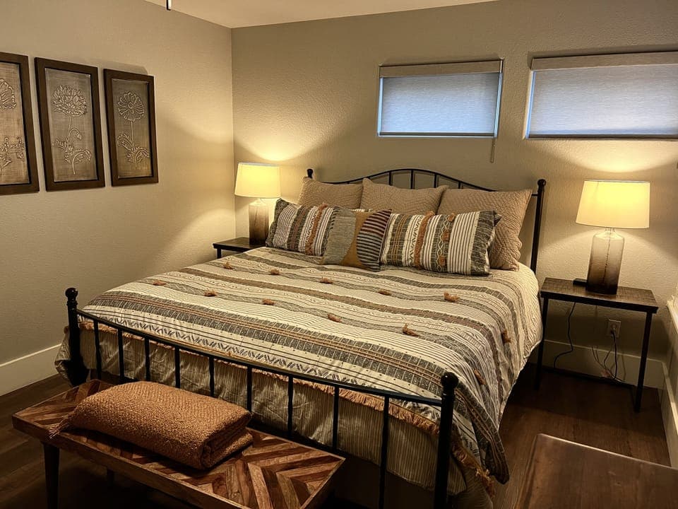 2023 refresh in the bedroom. Most comfy Cal King bed you'll ever sleep in.