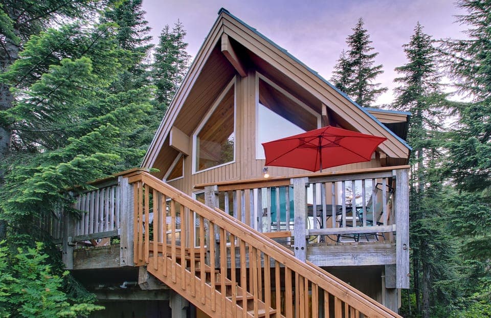 View of deck from back yard