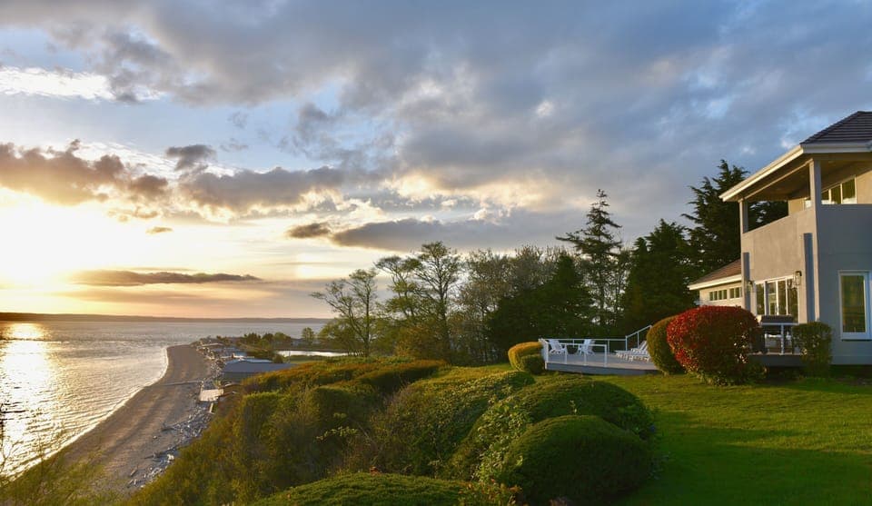 House up on a bluff overlooking Puget Sound