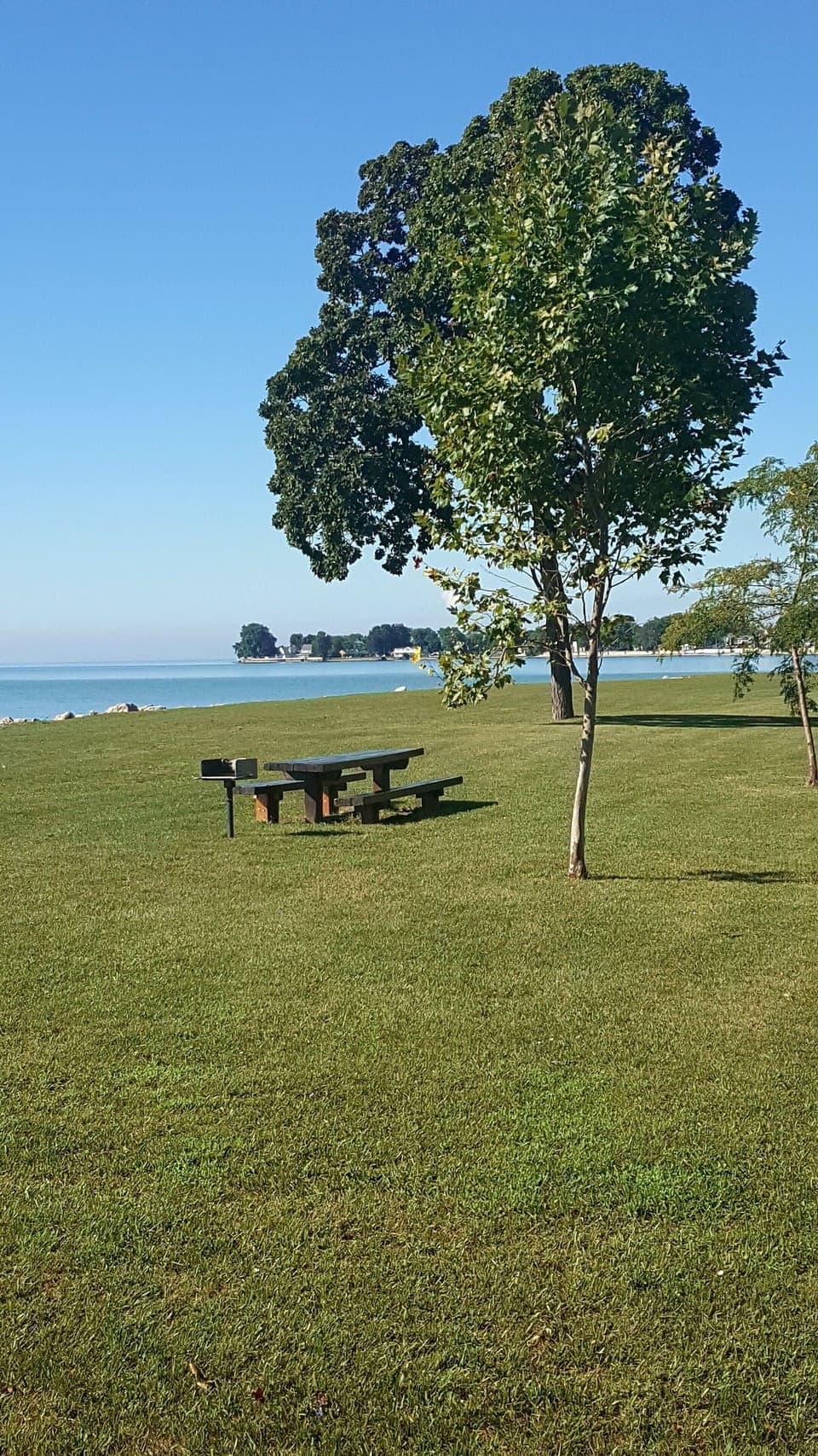 Public Park along Lake Erie picnic tables & grill 