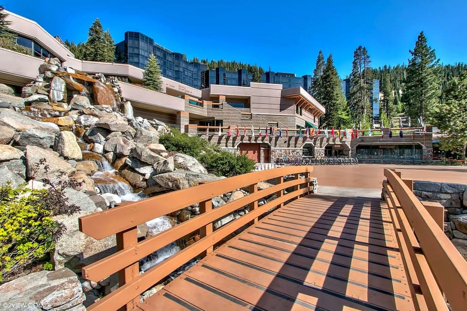 Bridge from Sandy's Pub to pool