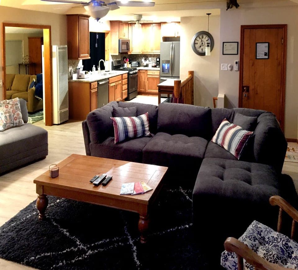 Newer couch and chairs. Chaise ottoman has storage with WARM blankets!