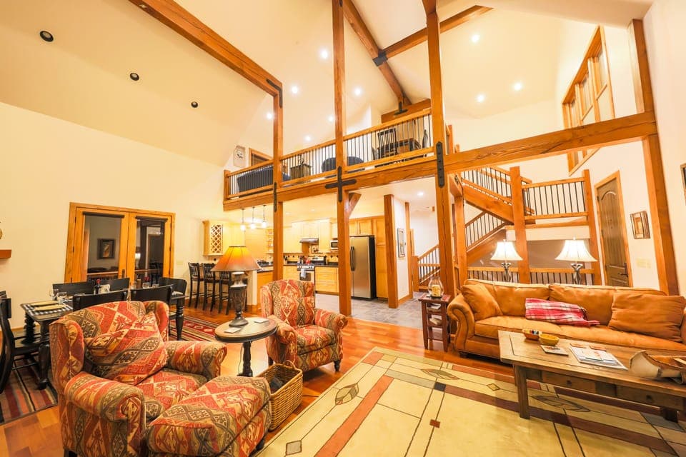 View of both the upstairs and downstairs living areas. 
