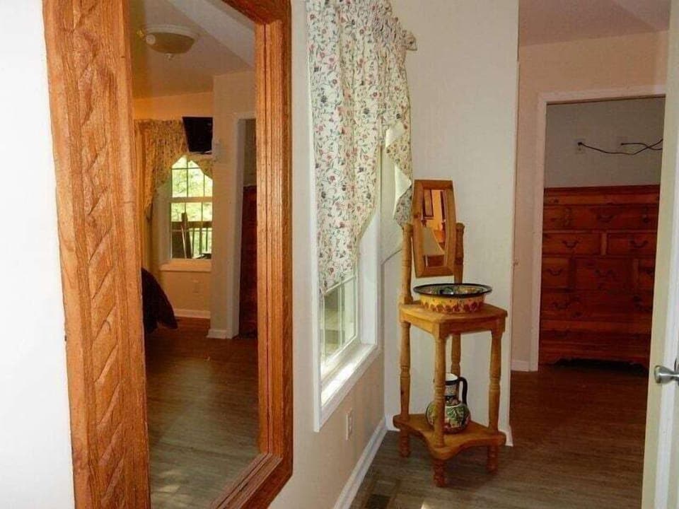 This hall from the master bedroom leads to the bathroom.