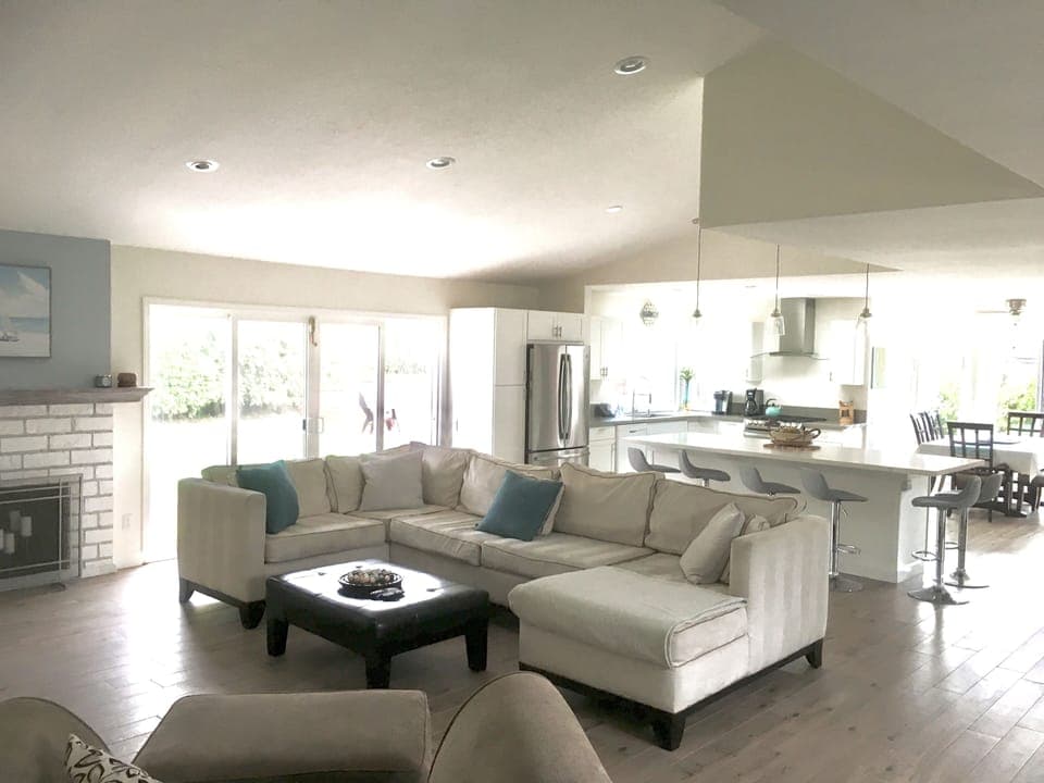 Family sized sofa to relax  and talk about Legoland or enjoy 65 inch Smart TV