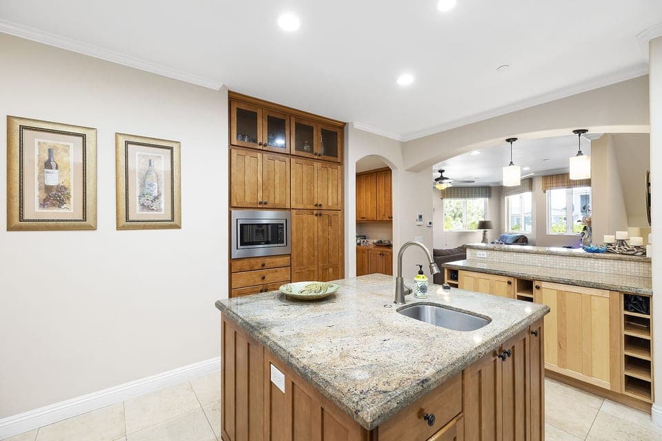 Lots of storage and cabinet space and a fully stocked kitchen 