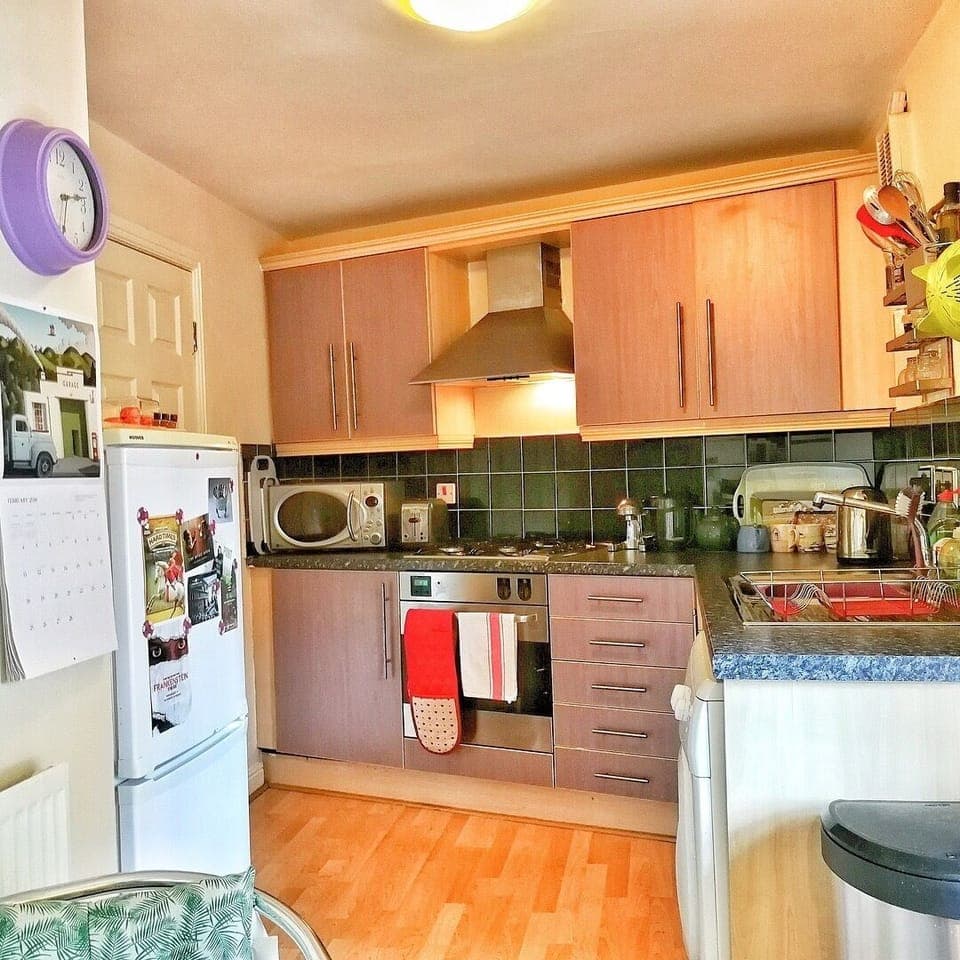 You’ll find the kitchen fully equipped and stocked with cooking basics