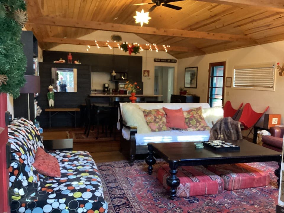 Read, watch a movie, play a board game in the sunny, inviting living room.