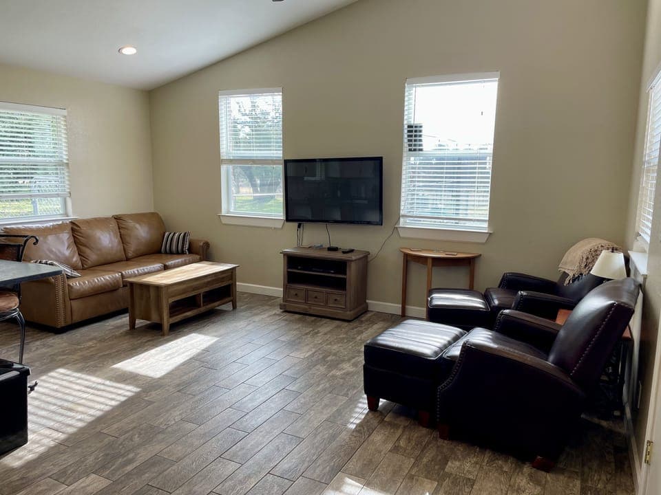 Couch has a pullout bed.