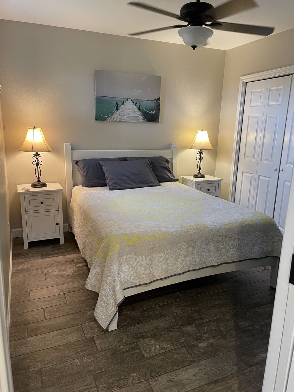 Queen bed, large closet and dresser