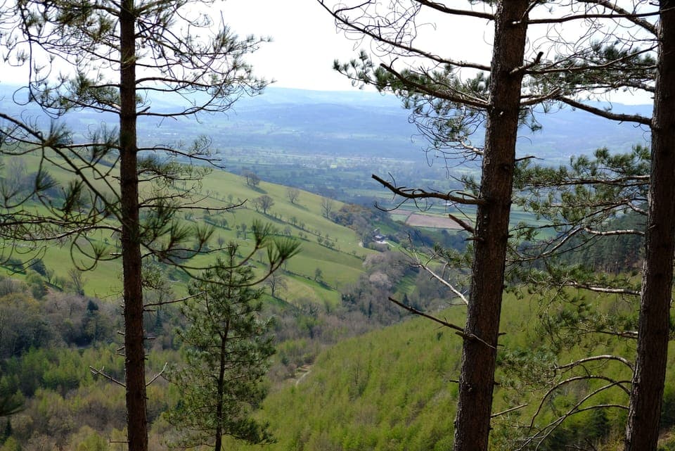 Looking down towards the Vale of Clwyd from Offa's Dyke path, Clwydian Range