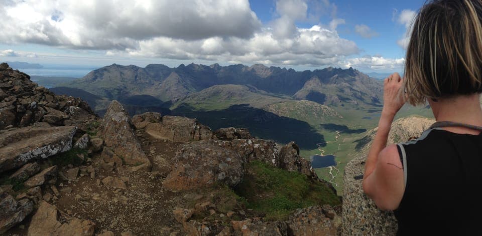 Atop Bla Bheinn looking over to the Cuillins