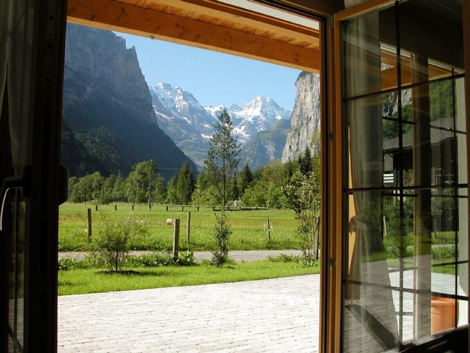 'The Lauterbrunnen Valley in all its glory' from inside the apartment