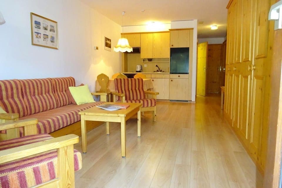 living room with kitchen