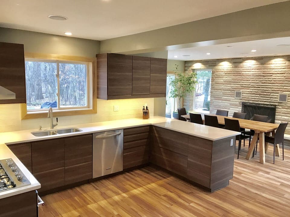 Newly Remodeled Kitchen with open dining area and counter seating