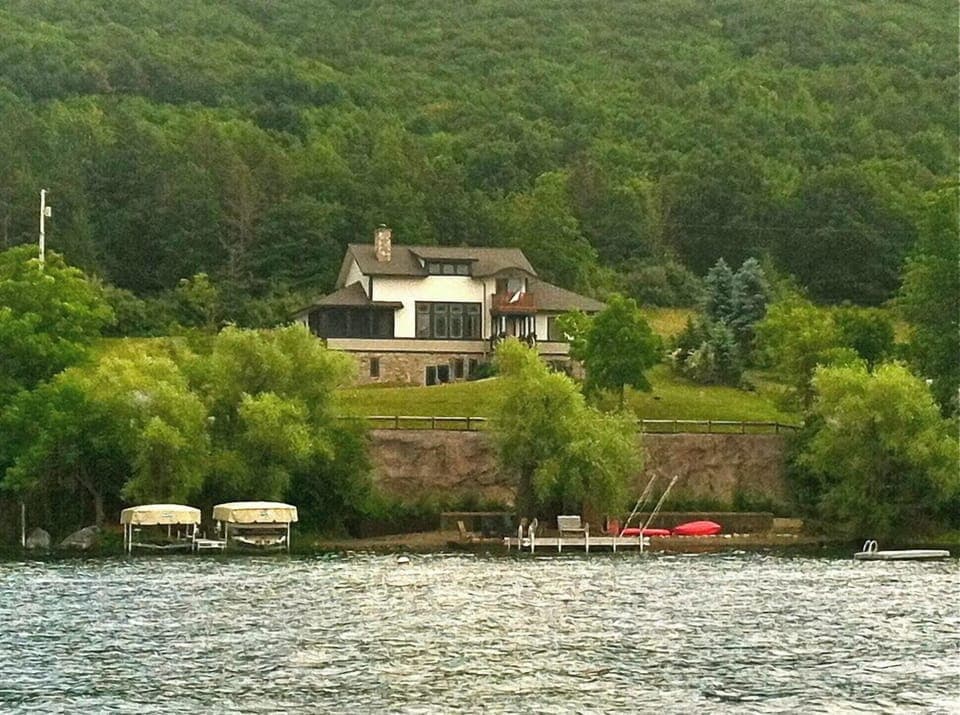 Evergreen, view from the lake, with 150 feet of lakefront to 'play' on.