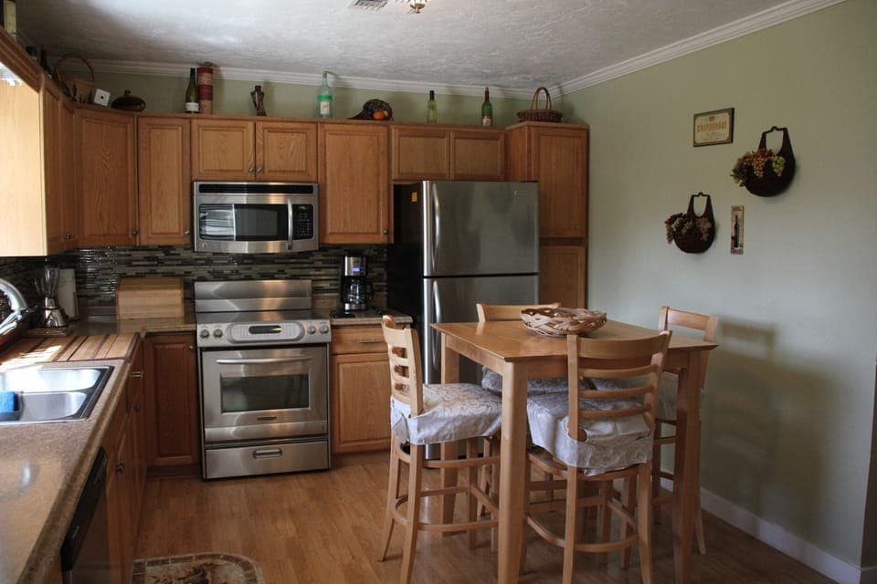 Kitchen - Stainless steel appliances. 
