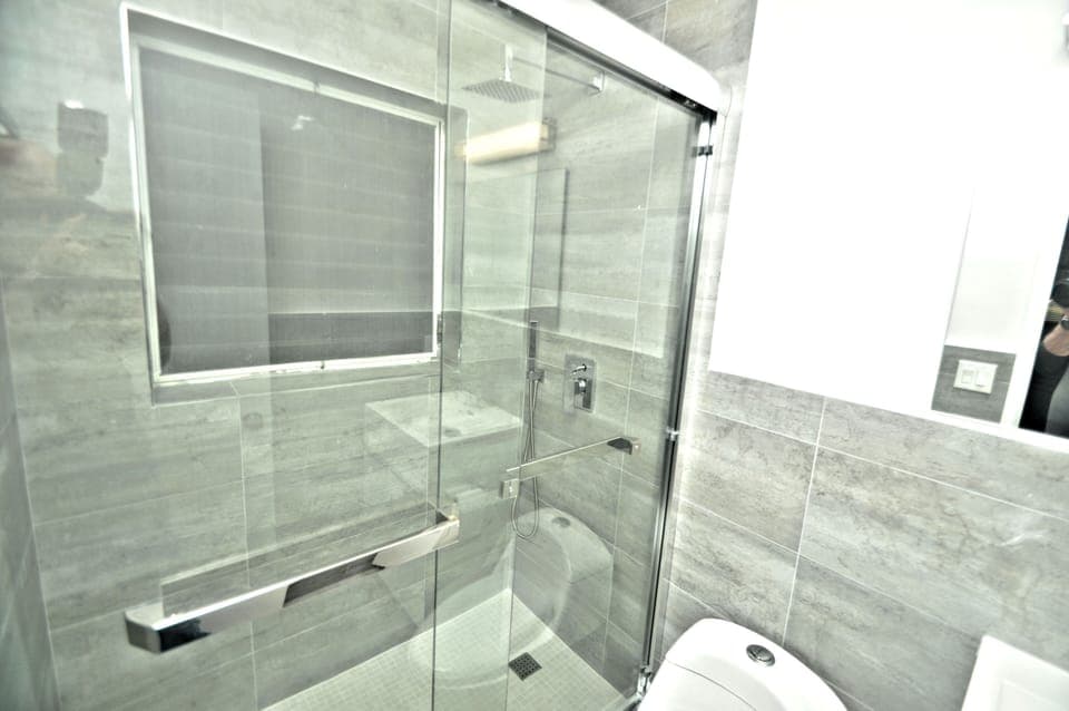 bathroom re-model turned out great, rain shower head as well as a removable wand