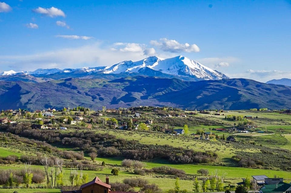 Late spring view of Sopris from back deck area.