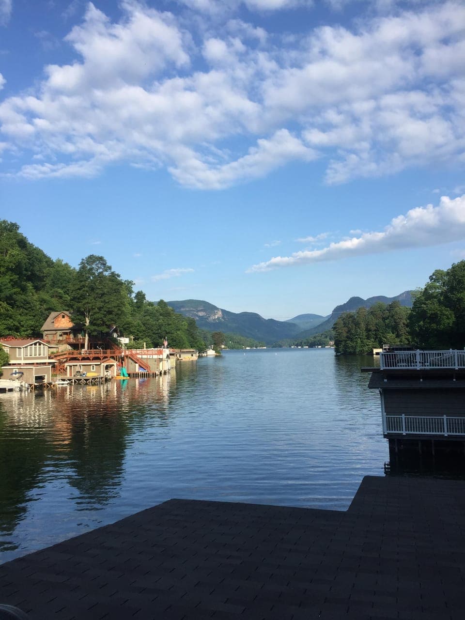 no wake cove with westerly sunset views and view of Chimney Rock 