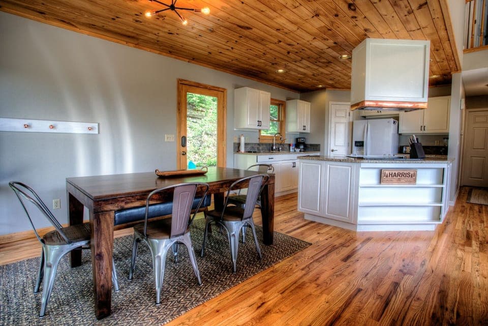 Dining table with 4 chairs and a bench