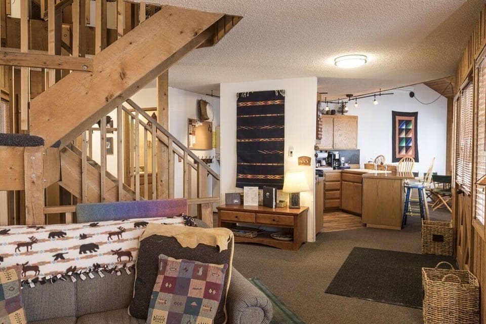 Living room into kitchen.