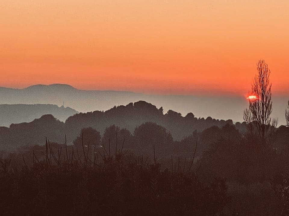 Winter sunset from terrace.