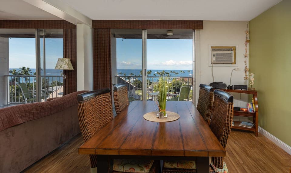 Dining area seats 6: high chair also available