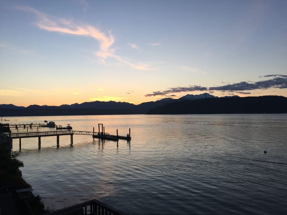 Enjoying the setting sun over the Olympics