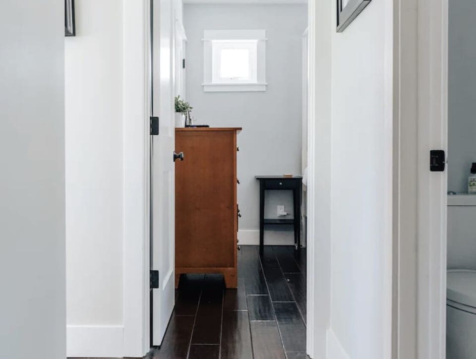 Looking into cottage bedroom