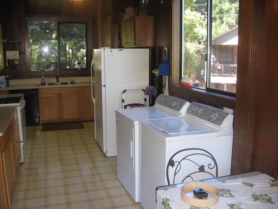 Kitchen and laundry.