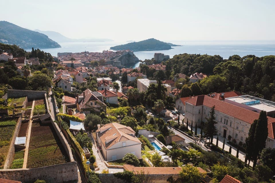 View of Dubrovnik Old Town & Sea & Islands.