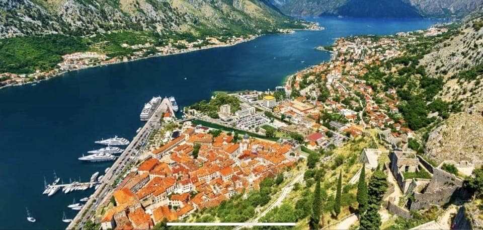 Kotor and the fjord from above