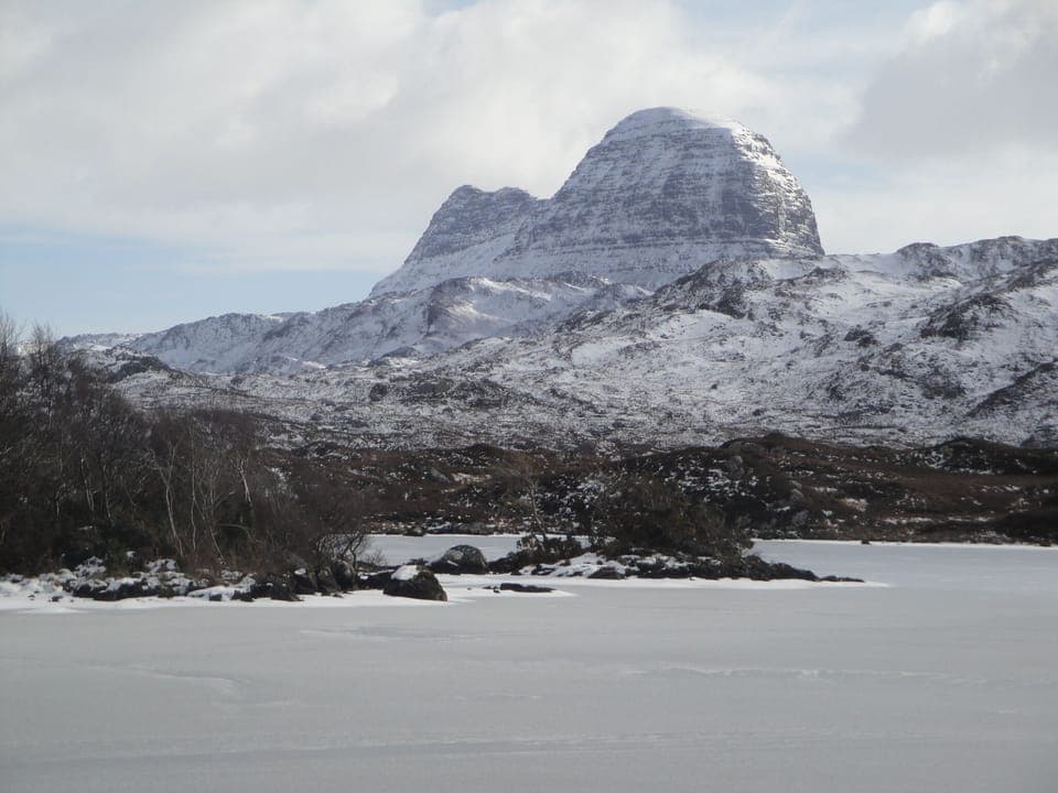 Suilven in winter from the Lochinver Loop walk