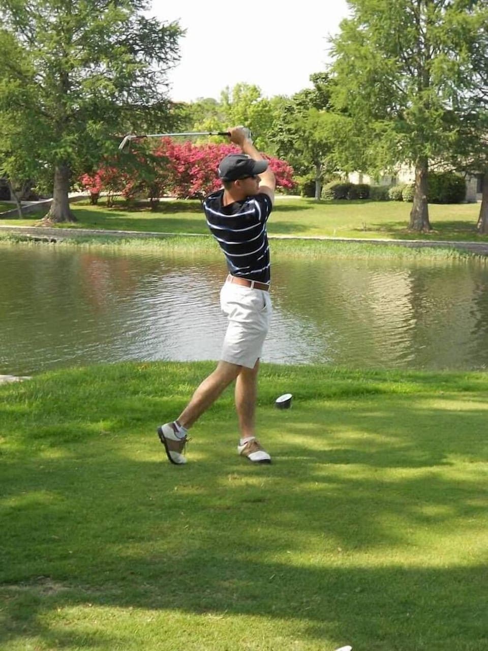 Teeing off the 11th tee