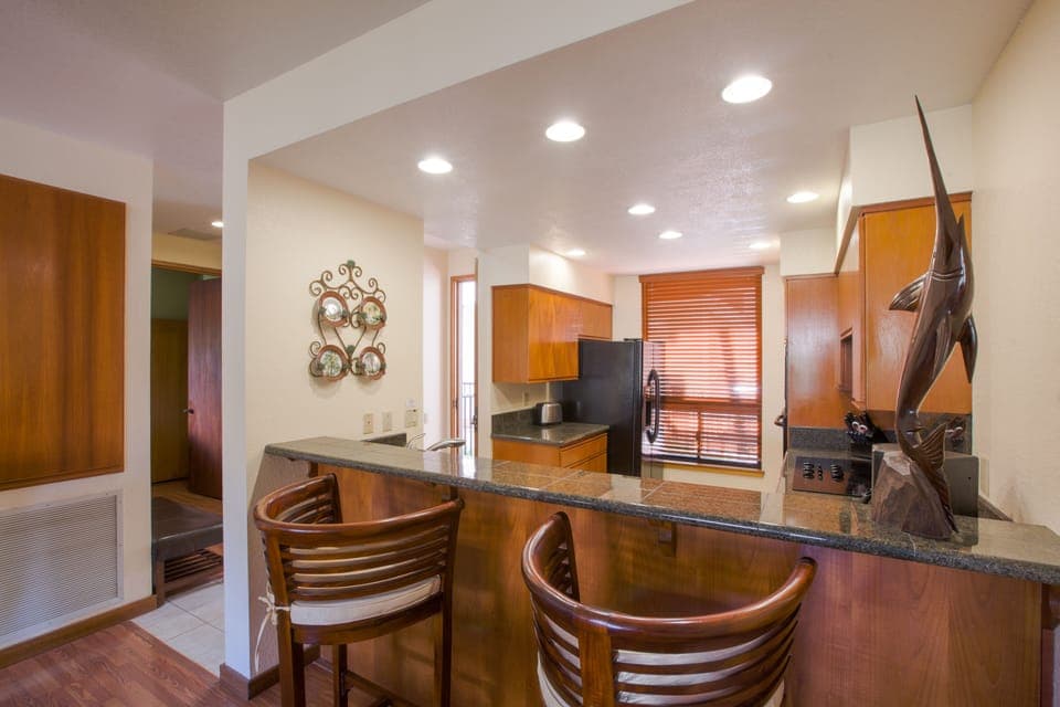 Comfortable additional seating at the breakfast bar.