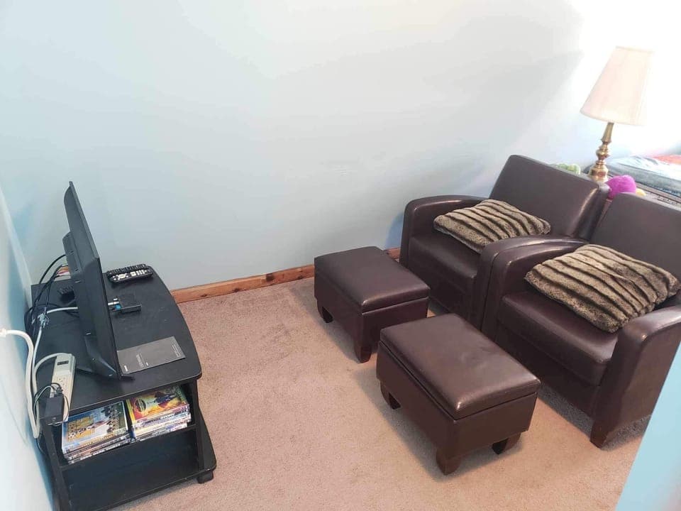 35' screen for viewing DVDs