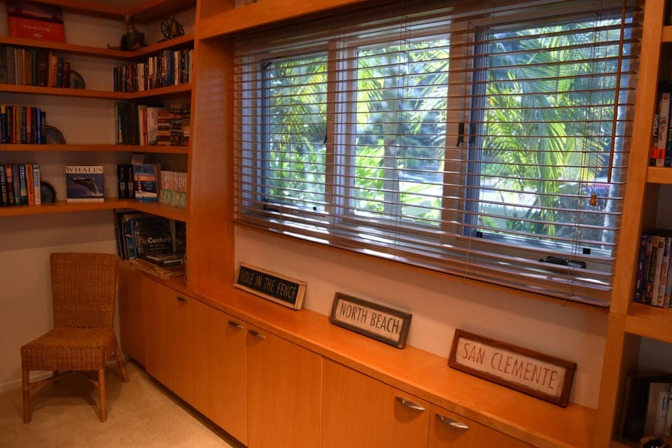 Tropical View from Office Bedroom with queen bed.