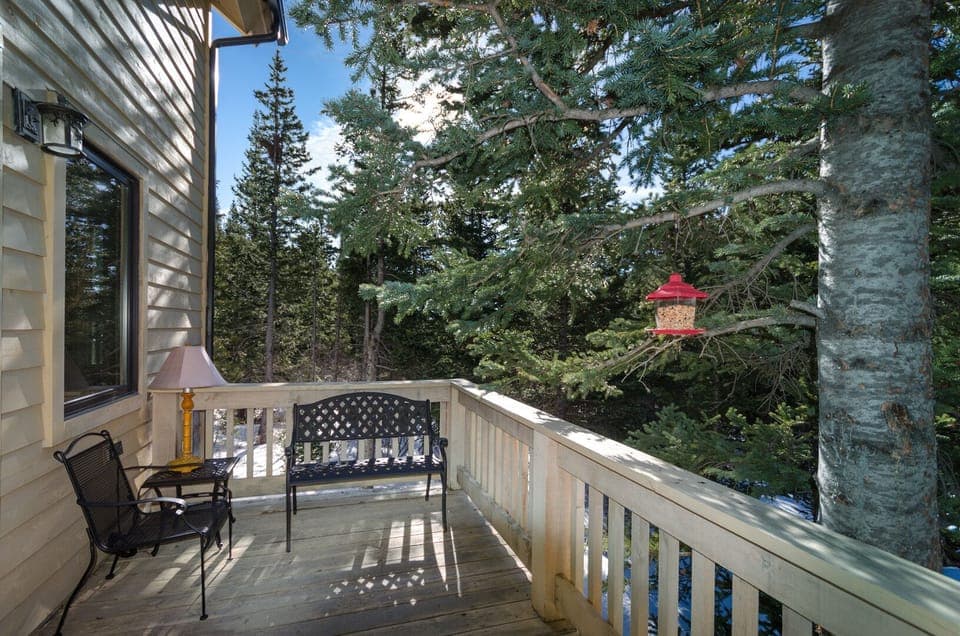 One of multiple sitting areas on the wrap-around porch