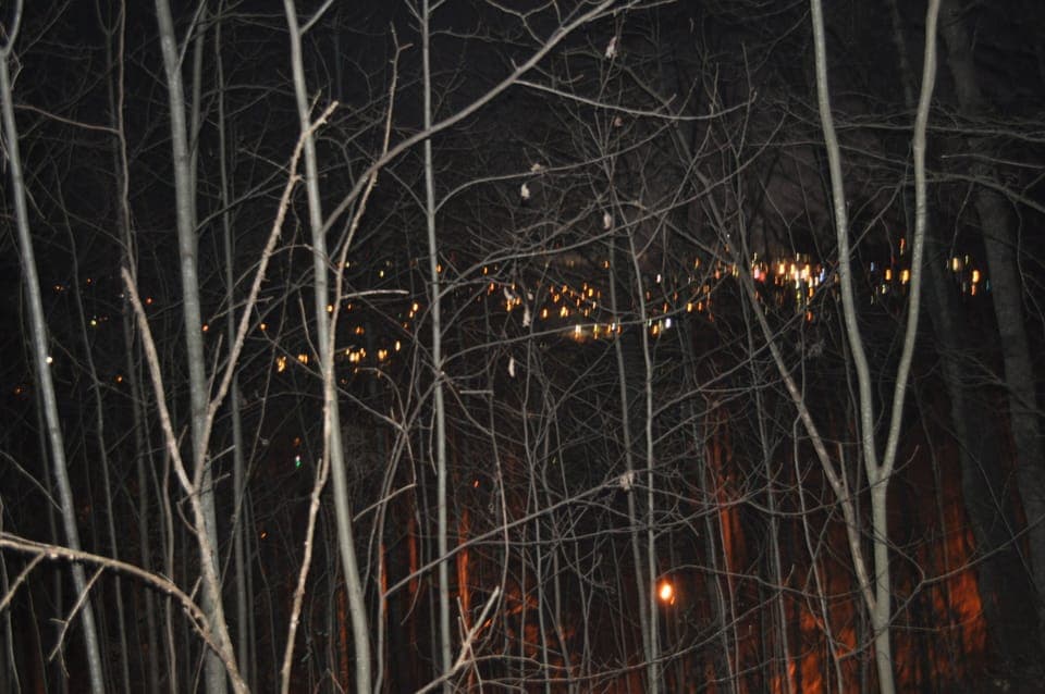This is your view from the Hot Tub at night.  Pigeon Forge Lights from the Mtn.