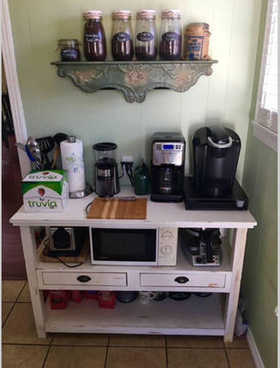 fully stocked coffee bar