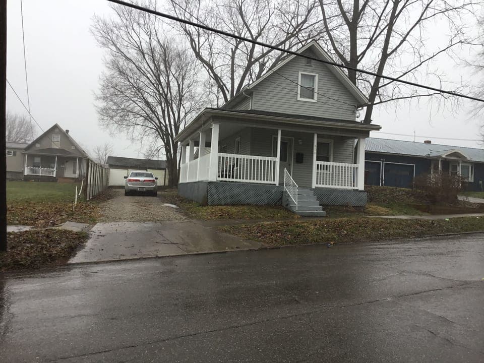 Fire pit in private backyard 