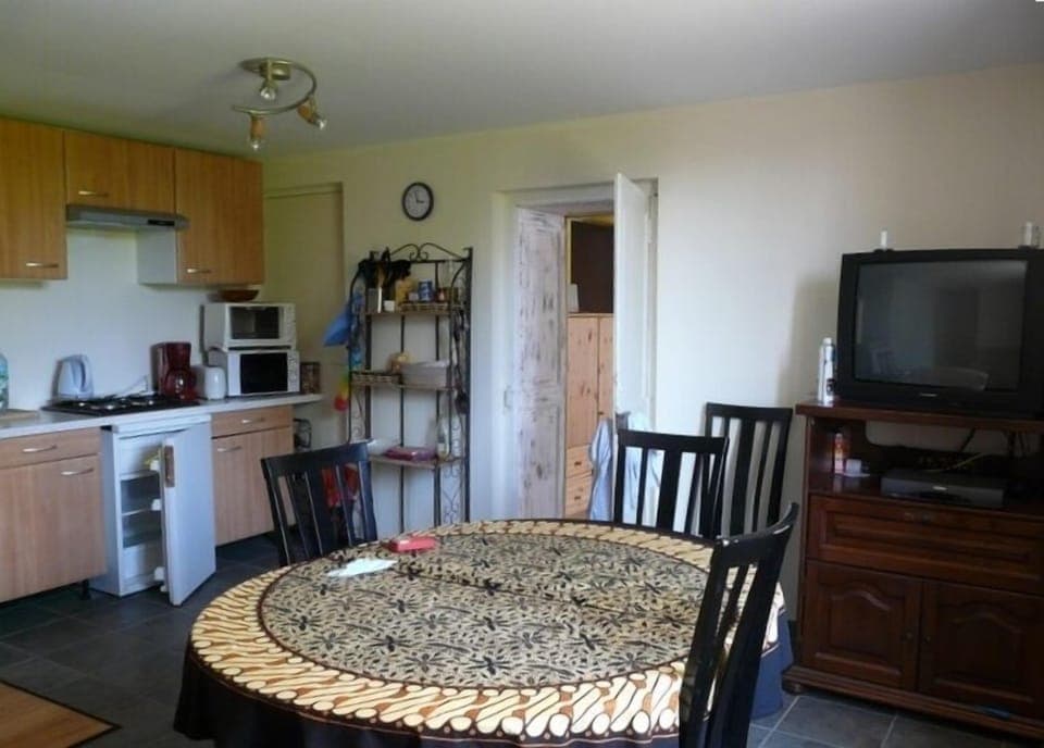 Downstairs Kitchen and Dining Area--with Walkout to Garden & Riverfront; TV/DVD