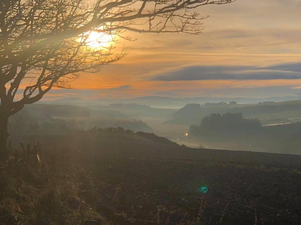 Early morning views down the valley facing Gamrie Lodge.